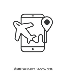 Ilustración del estilo de icono del contorno del vector de la ruta aérea. archivo EPS 10 