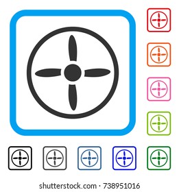 Air Screw icon. Flat grey iconic symbol in a light blue rounded rectangle. Black, gray, green, blue, red, orange color versions of Air Screw vector. Designed for web and application UI.