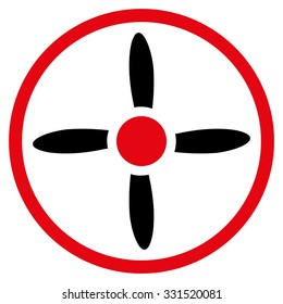 Air Screw vector icon. Style is bicolor flat symbol, intensive red and black colors, rounded angles, white background.