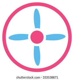 Air Screw vector icon. Style is bicolor flat symbol, pink and blue colors, rounded angles, white background.