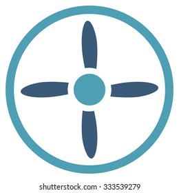 Air Screw vector icon. Style is bicolor flat symbol, cyan and blue colors, rounded angles, white background.