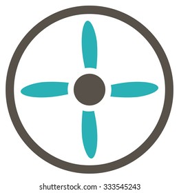 Air Screw vector icon. Style is bicolor flat symbol, grey and cyan colors, rounded angles, white background.