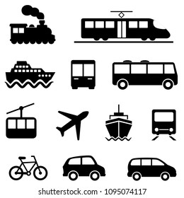 Air, sea, land and public transportation icon set