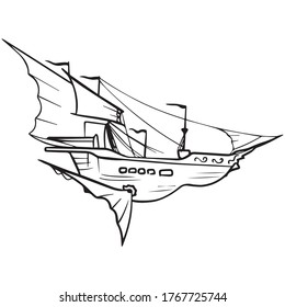 air ship graphic design vector illustration, icon, logo, art sketch sketch, background pattern, hand draw, use in print