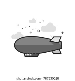 Air ship icon in flat outlined grayscale style. Vector illustration.