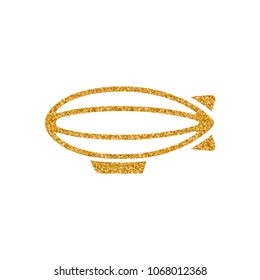 Air Ship Icon In Gold Glitter Texture. Sparkle Luxury Style Vector Illustration.