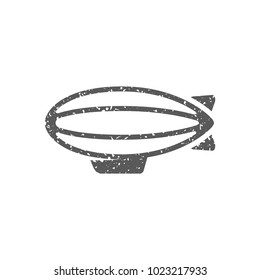 Air ship icon in grunge texture. Vintage style vector illustration.