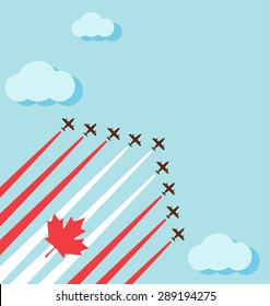 Air show on the sky for celebrate the national day of Canada