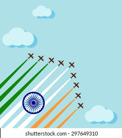 Air show on the sky for celebrate the national day of India