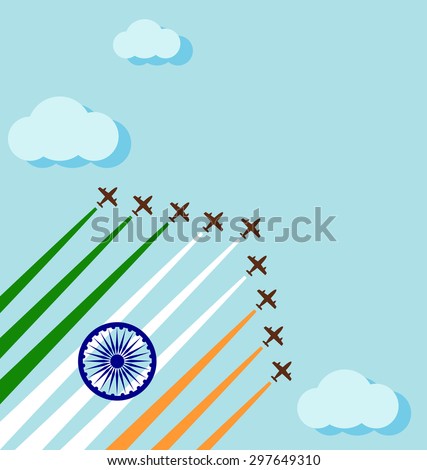 Air show on the sky for celebrate the national day of India