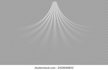 Air, smoke or wind motion effect isolated on a see-through background. Realistic illustration of abstract dust flows, scratch lines or wind flows in vector format.