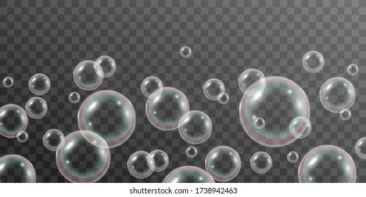
Air soap bubbles on a transparent background .Vector illustration of bulbs.