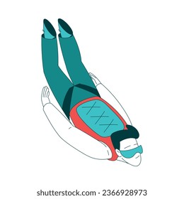 Air Sport with Man Character Free-falling While Parachuting and Skydiving Vector Illustration