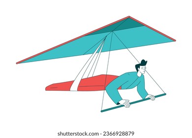 Air Sport with Man Character Hang Gliding Vector Illustration