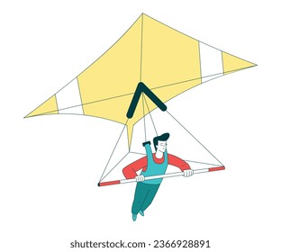 Air Sport with Man Character Hang Gliding Vector Illustration