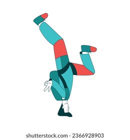 Air Sport with Man Character Parachuting and Skydiving Freefall and Doing Stunts Vector Illustration