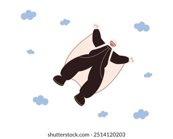 Air sports, challenging wingsuit flying, outdoor activities, extreme sports vector illustration.