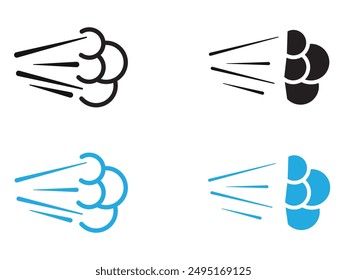Air spray cloud icon black and white vector outline sign