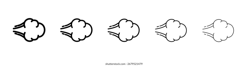 Luftspray Wolke Symbol dünne Linie Umriss Set oder Sammlung
