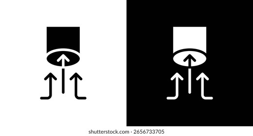 Luftansaugsymbol in flach schwarz massiv Vektorsatz