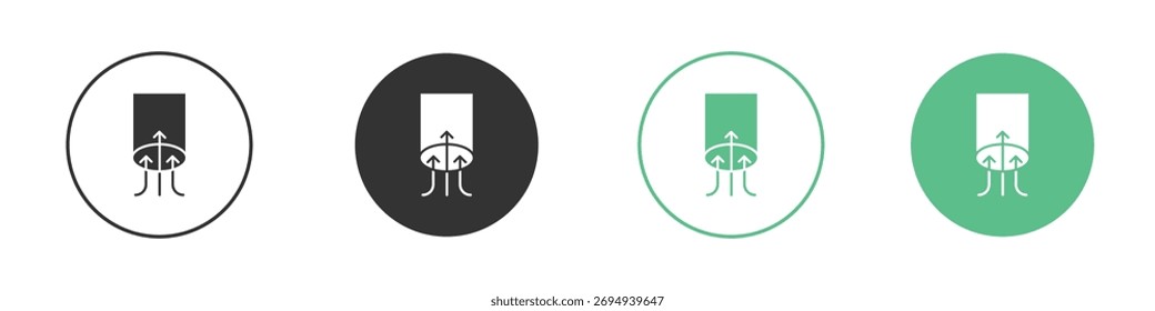 Vector del icono de la succión del aire, muestra plana llena, pictograma sólido