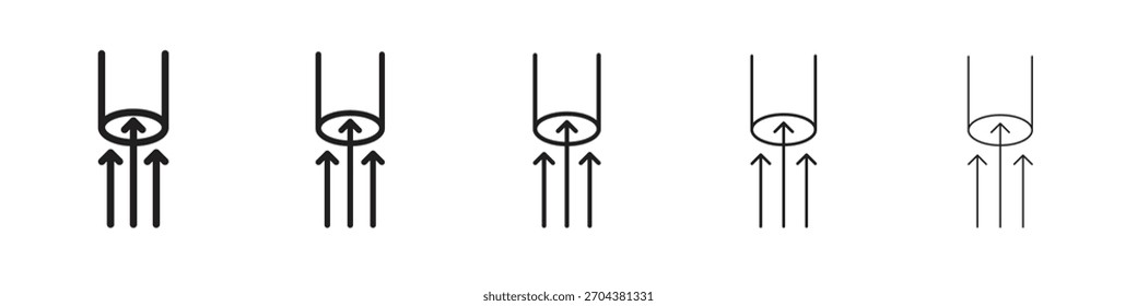 Air suction iconBlack linear bold and thin strokes set