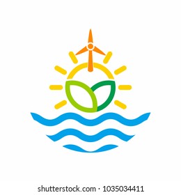 Icono del logotipo Air Sun Leaf Water Wind