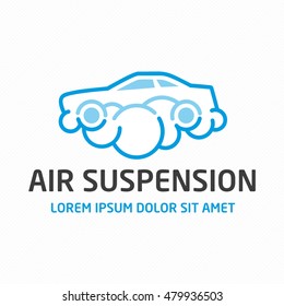 Air suspension logo. Car Maintenance, repair or sale of spare parts concept. Universal emblem template automobiles themes.