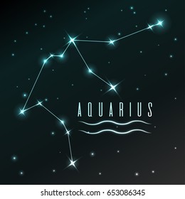 Air symbol of Aquarius zodiac sign, horoscope, vector art and illustration. Star constellation.