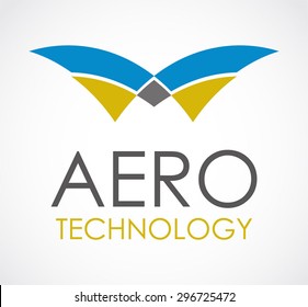 Air technology flying abstract vector logo design template. Business airplane in sky icon. Company or corporate technology symbol concept.