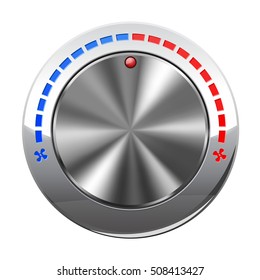 Air temperature selector. Car dashboard chrome switch. Vector illustration