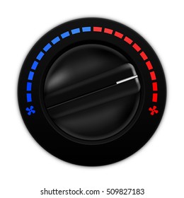 Air temperature selector. Car dashboard black switch. Vector illustration isolated on white background