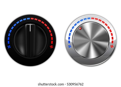 Air temperature switch knob button. Vector illustration isolated on white background