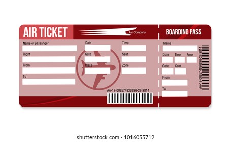 Air ticket. Boarding pass tickets template isolated on white background. Vector illustration
