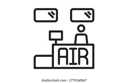 air ticket counter icon flat style vector illustration.