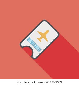 Air ticket flat icon with long shadow
