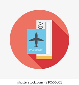 Air ticket flat icon with long shadow
