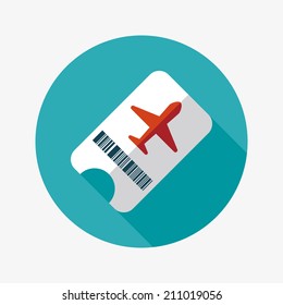 Air ticket flat icon with long shadow