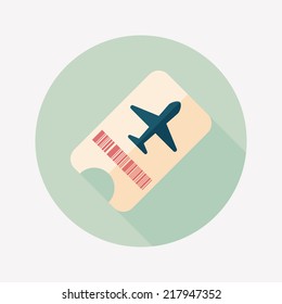 Air ticket flat icon with long shadow