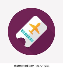 Air ticket flat icon with long shadow