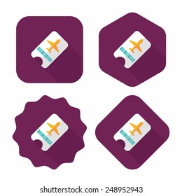 Air ticket flat icon with long shadow
