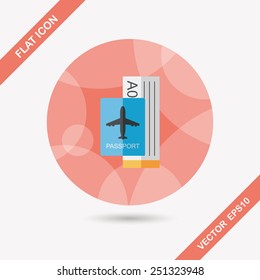 Air ticket flat icon with long shadow,eps10