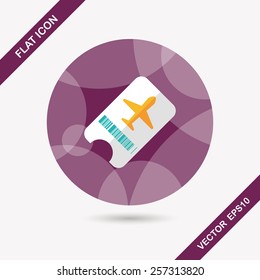 Air ticket flat icon with long shadow