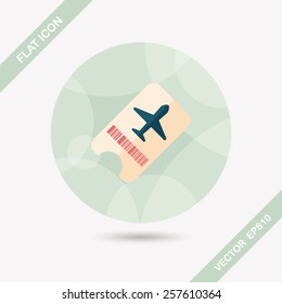 Air ticket flat icon with long shadow