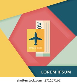 Air ticket flat icon with long shadow,eps10