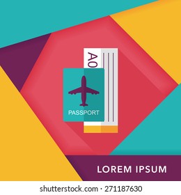 Air ticket flat icon with long shadow,eps10