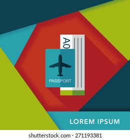 Air ticket flat icon with long shadow,eps10