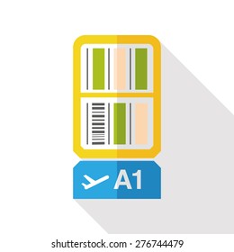 Air ticket flat icon with long shadow