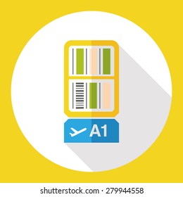 Air ticket flat icon with long shadow