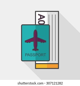 Air ticket flat icon with long shadow,eps10
